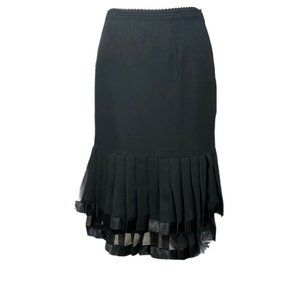 NWT Black Chiffon Skirt with Double Pleated Borders, L Louis Dell’Olio